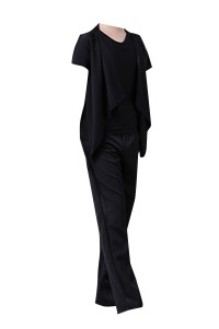 Custom-made Latin dance competition dance clothes, design solid color V-neck dance clothes, dance clothes suit supplier SKDO001 back view